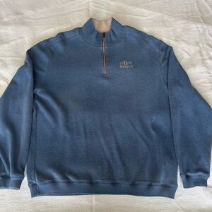 Vintage Disney Parks Men's Embroidered Blue Sweatshirt QuarterZip XL